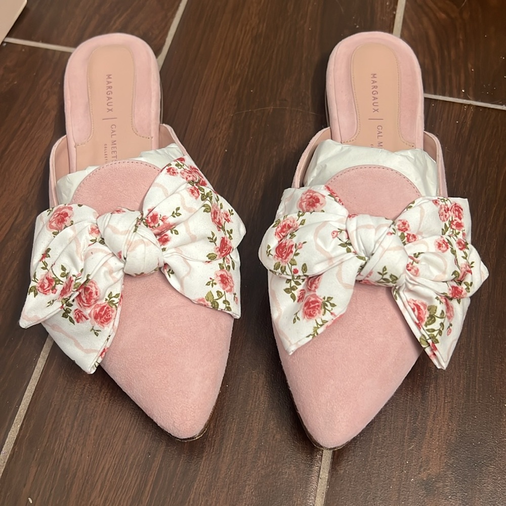 Margaux x Gal Meets Galm Pink Floral Bow Mules - Picture 5 of 8